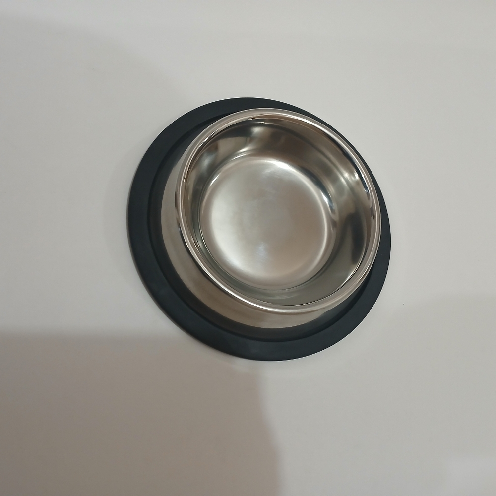 Stainless Steel Pet Bowl with Black Base